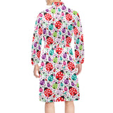Ladybug Pattern Print Design 03 Men's Long Sleeve Belted Night Robe
