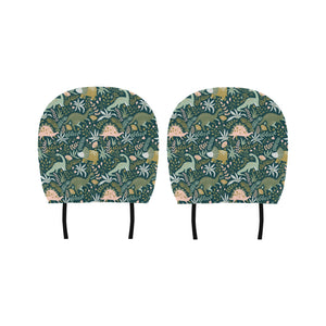dinosaurs tropical leaves flower pattern Car Headrest Cover