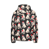 Christmas Pugs Santa_s red cap pattern Kids' Boys' Girls' Padded Hooded Jacket