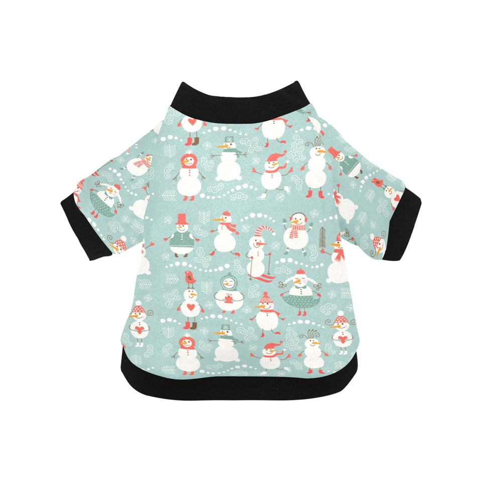 Cute snowman pattern All Over Print Pet Dog Round Neck Fuzzy Shirt