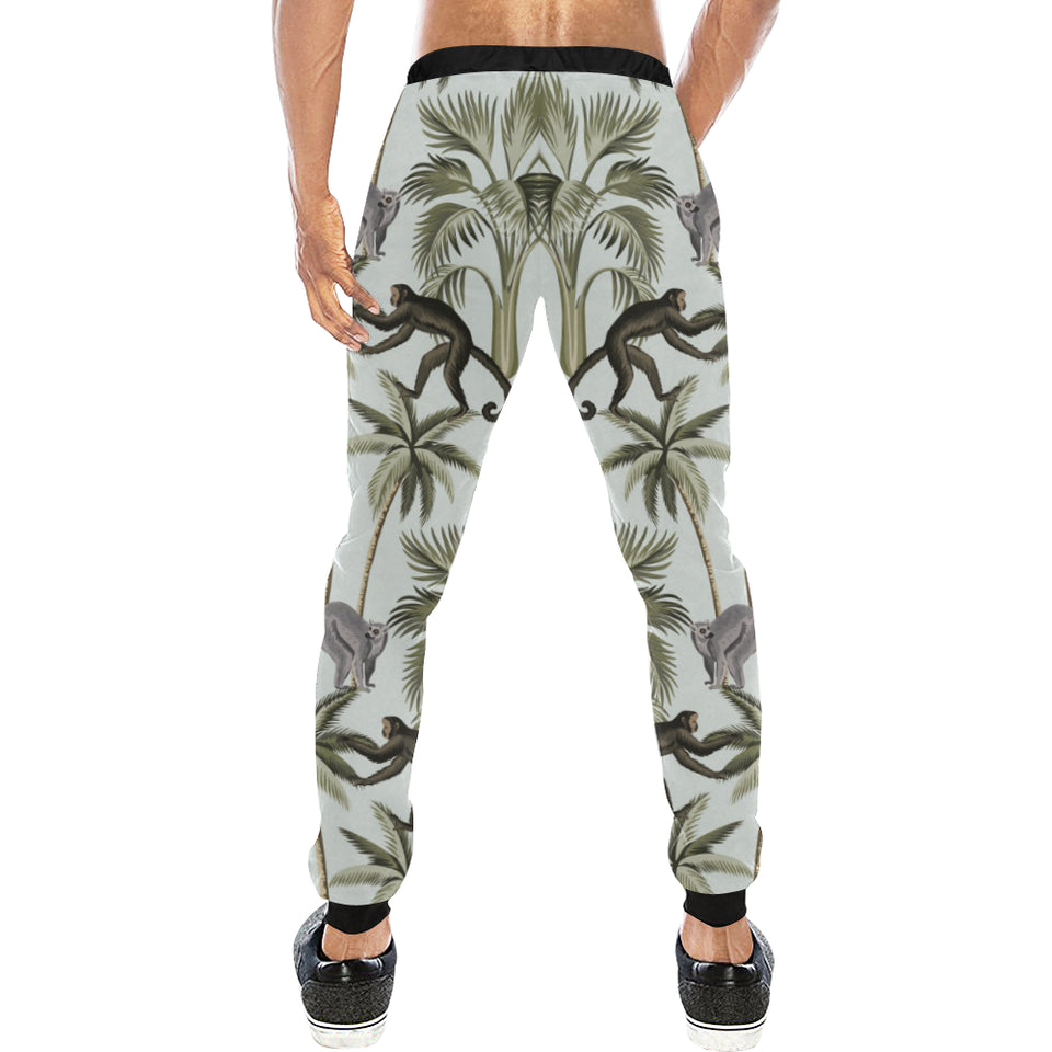 Monkey sloth lemur palm trees pattern Unisex Casual Sweatpants