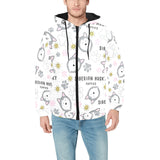 Siberian Husky design pattern Men's Padded Hooded Jacket