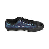 Shark pattern Men's Low Top Canvas Shoes Black
