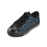 space pattern with planets, comets, constellations Men's Low Top Canvas Shoes Black