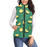 Durian pattern green background Women's Padded Vest