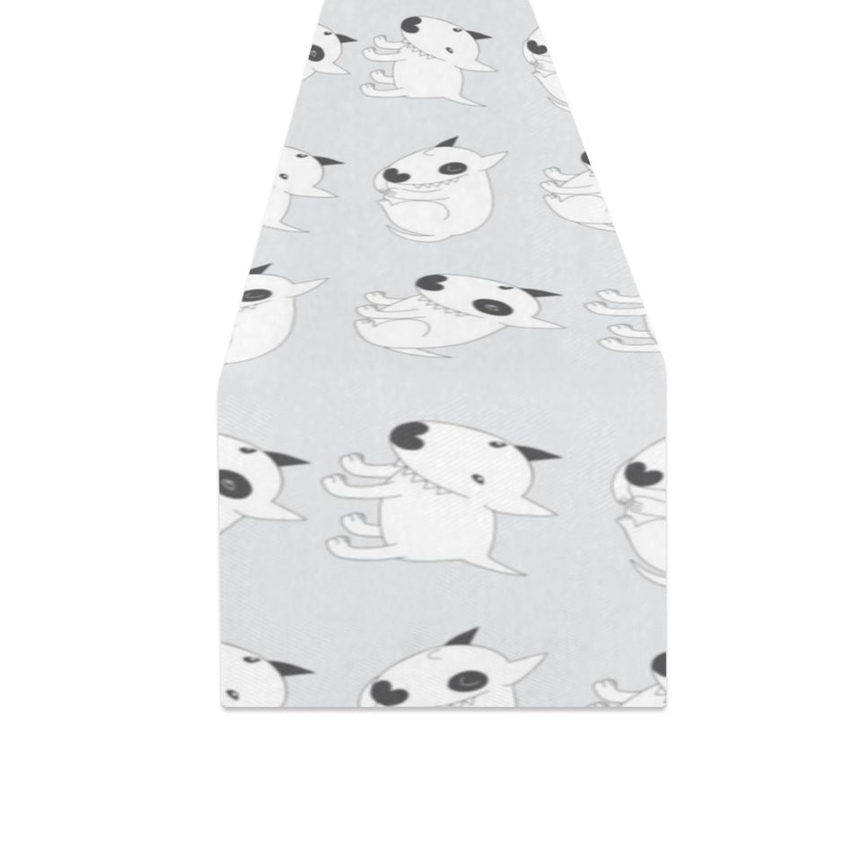 Bull Terrier Pattern Print Design 01 Table Runner