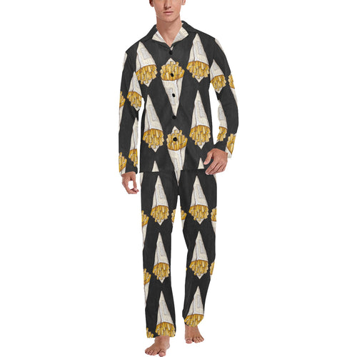 French fries dark background Men's Long Pajama Set