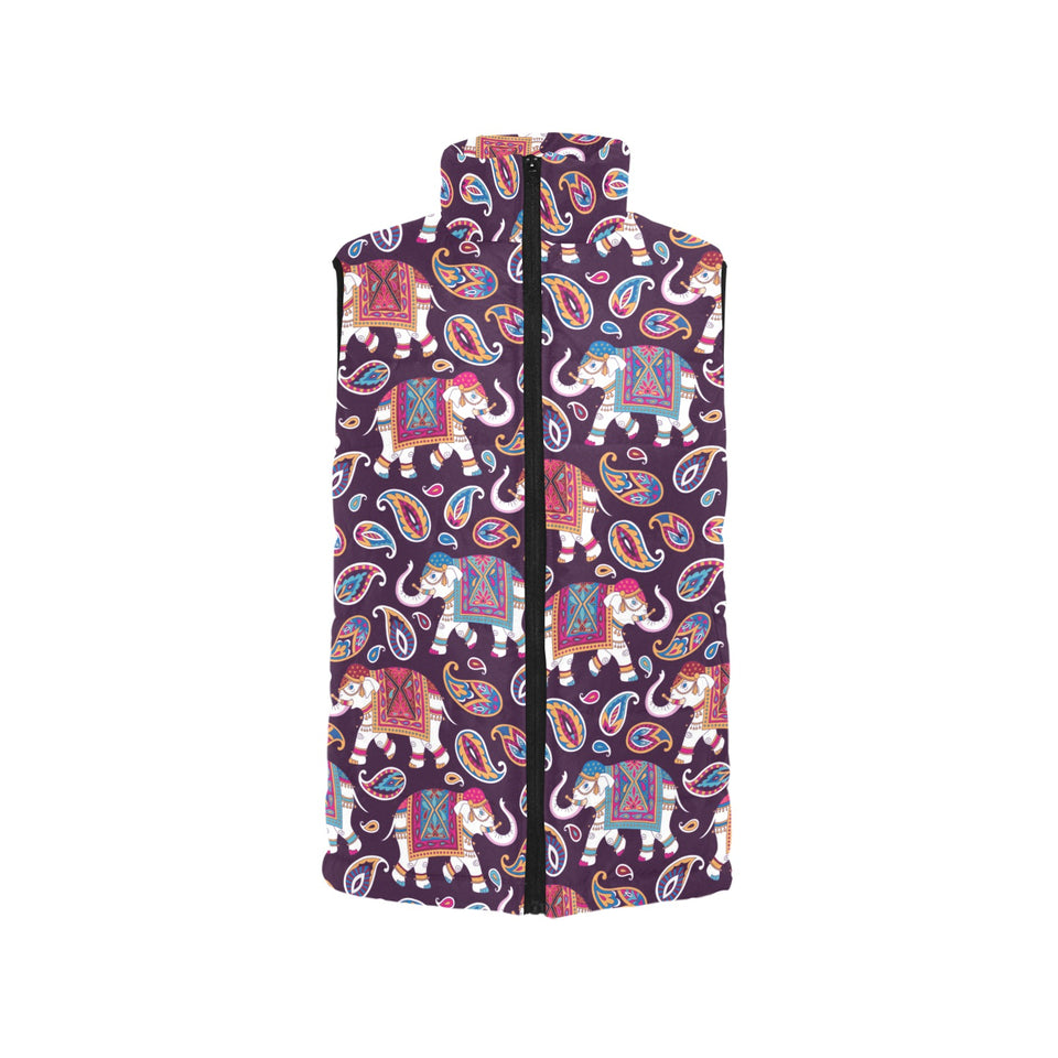 Elephant indian style ornament pattern Women's Padded Vest