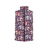 Elephant indian style ornament pattern Women's Padded Vest
