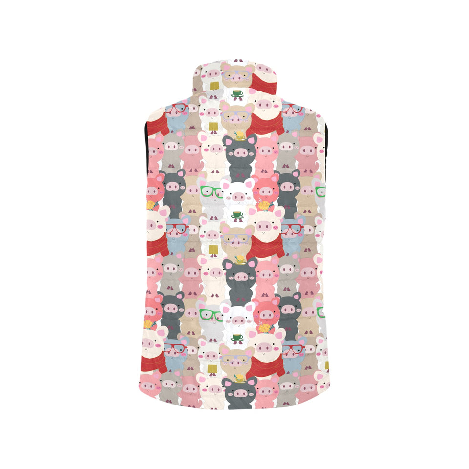 Pig Pattern Print Design 02 Women's Padded Vest