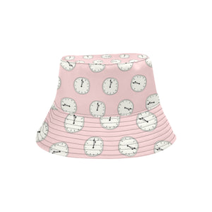 Clock pattern pink blackground Unisex Bucket Hat