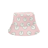 Clock pattern pink blackground Unisex Bucket Hat
