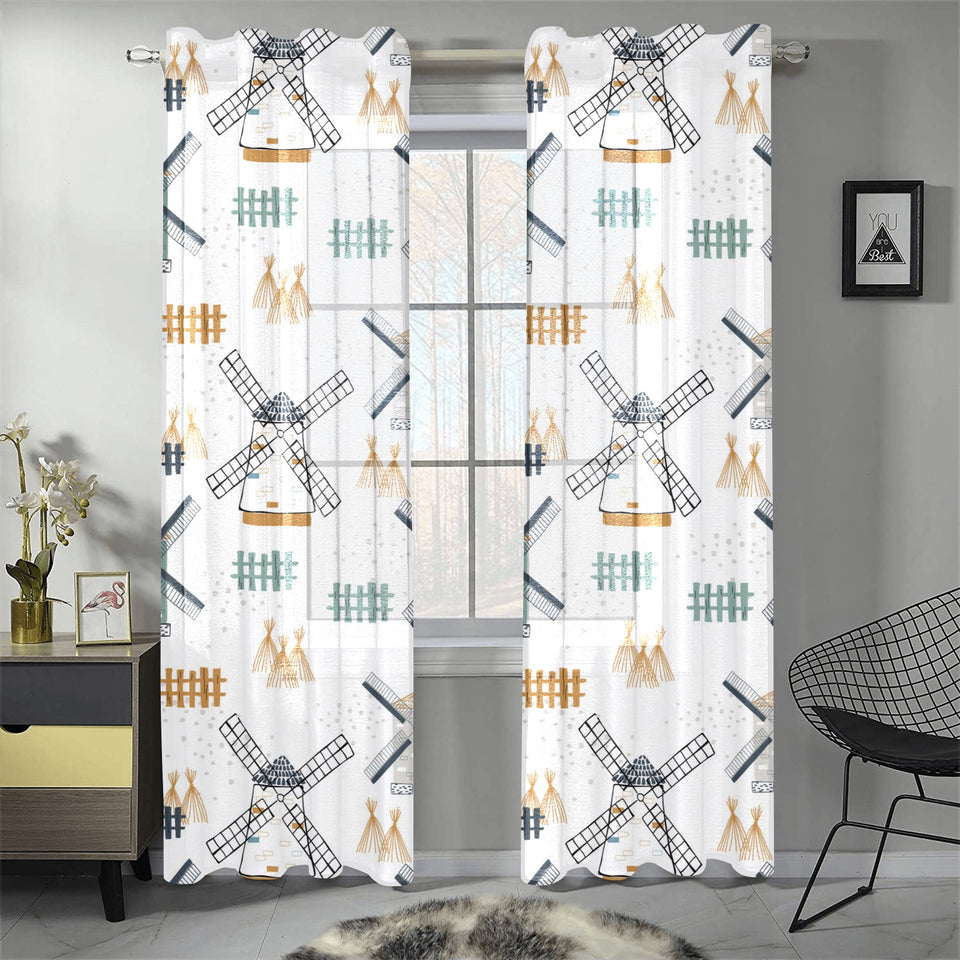 windmill pattern Gauze Curtain