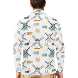 windmill pattern Men's Long Sleeve Polo Shirt