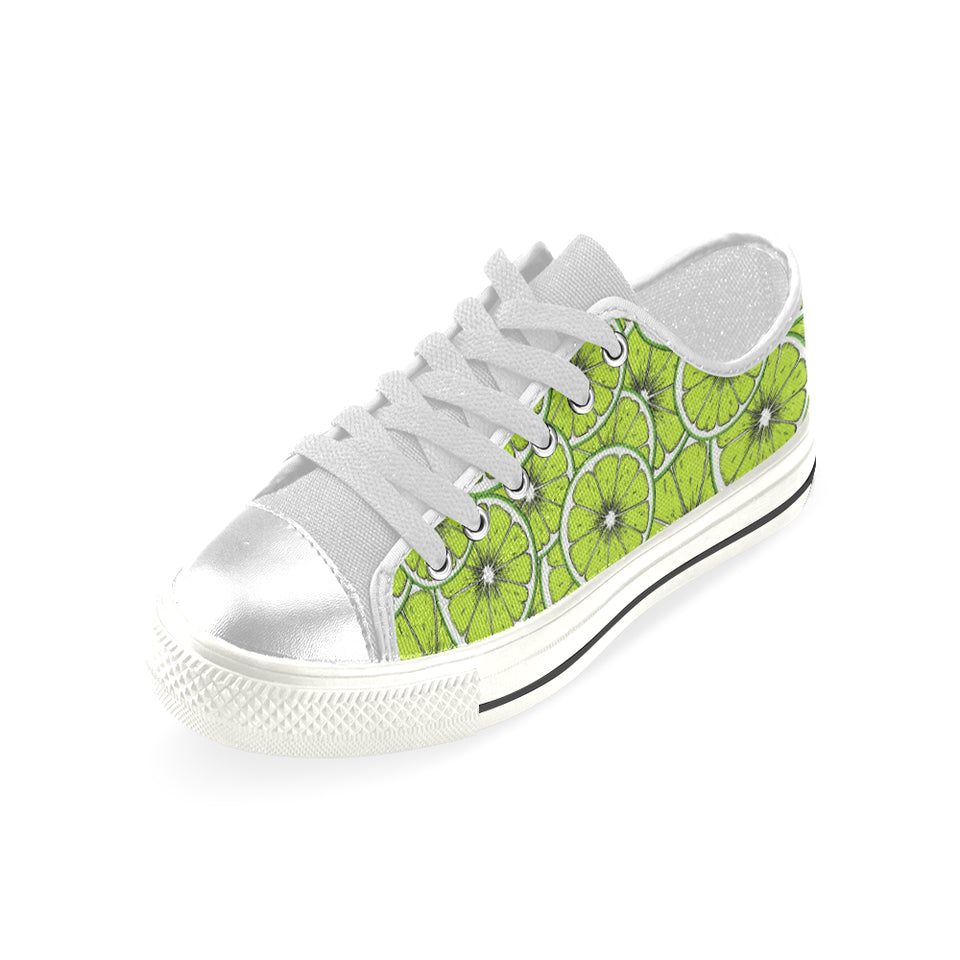 Slices of Lime design pattern Women's Low Top Canvas Shoes White