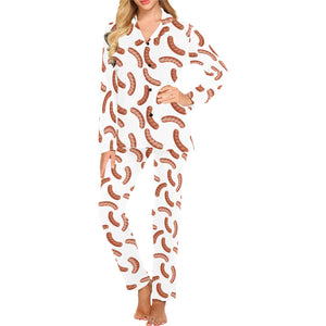 Sausage Pattern Print Design 04 Women's Long Pajama Set