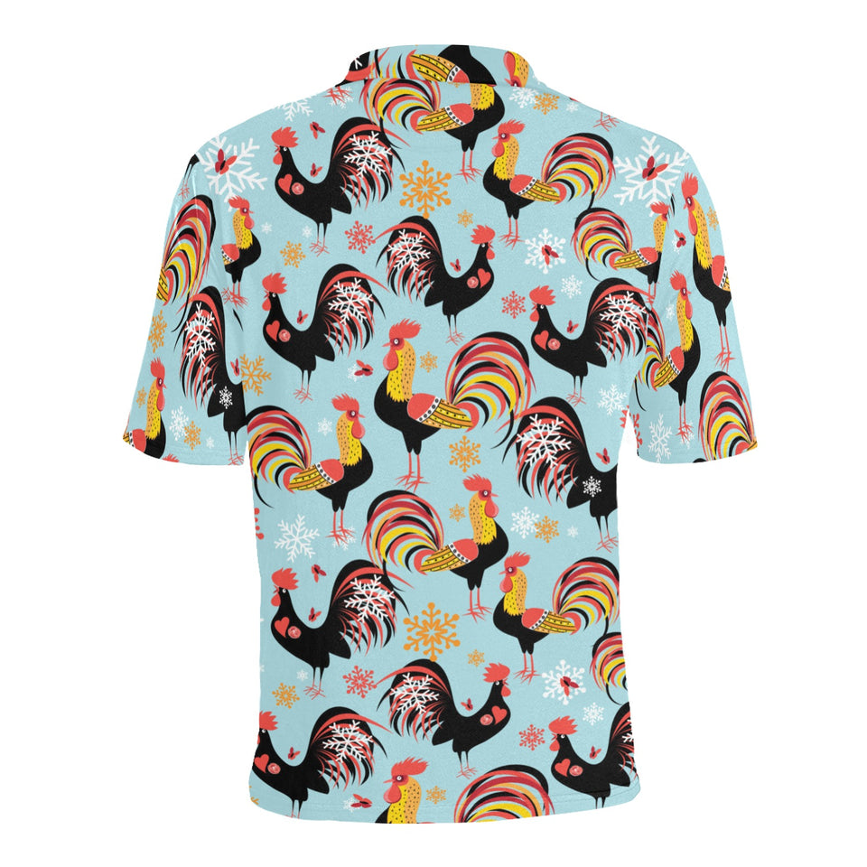 Rooster chicken cock snowfalke Men's All Over Print Polo Shirt