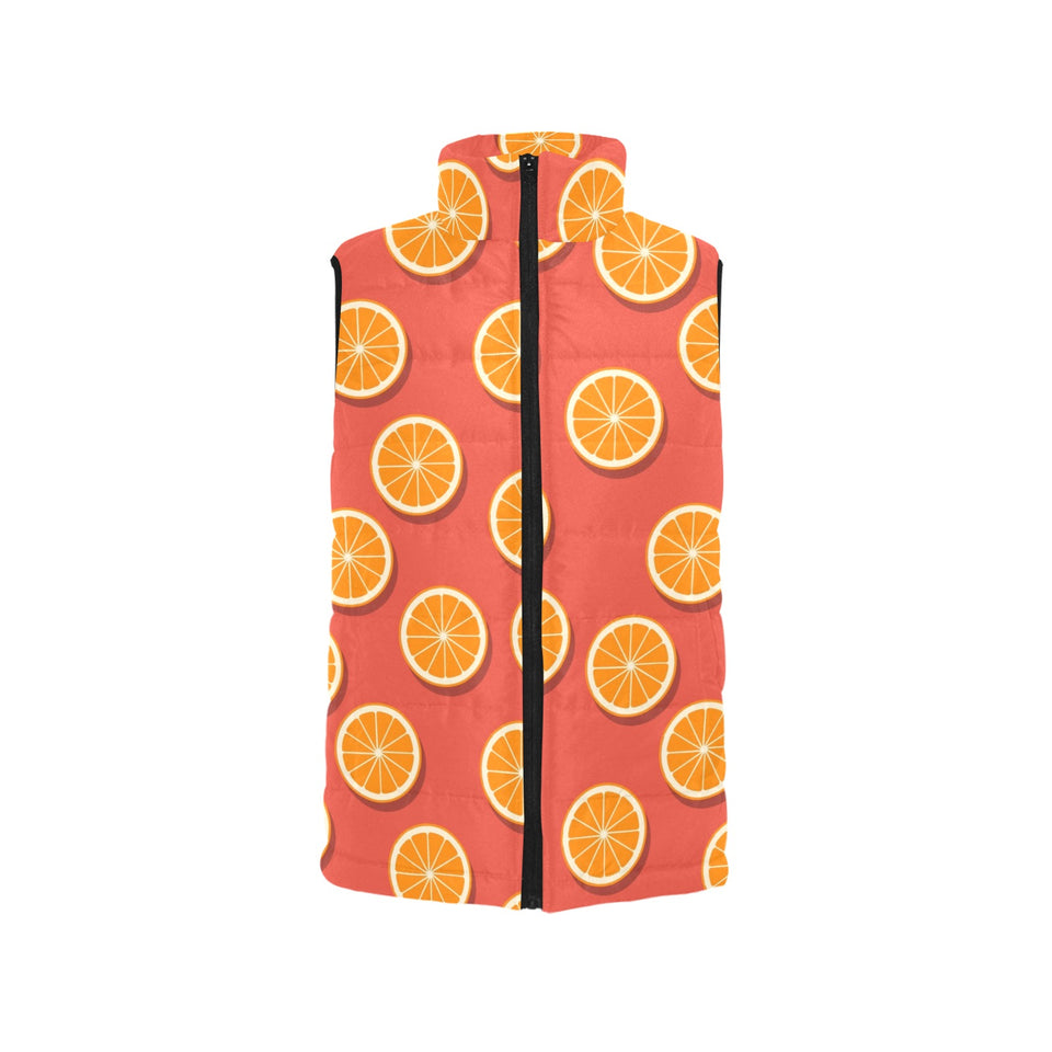 Oranges pattern red background Women's Padded Vest