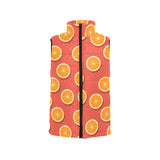 Oranges pattern red background Women's Padded Vest