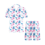 Hummingbird Pattern Print Design 02 Men's V-Neck Short Pajama Set
