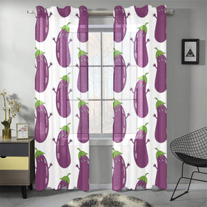 Eggplant Pattern Print Design 01 Gauze Curtain