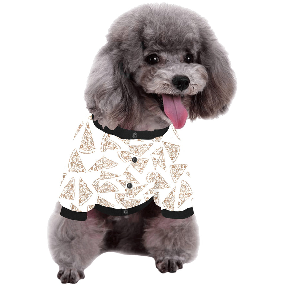 Hand drawn pizza pattern All Over Print Pet Dog Round Neck Fuzzy Shirt