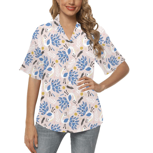 Cute peacock pattern Women's All Over Print Hawaiian Shirt
