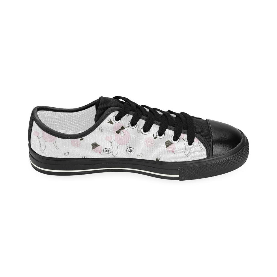 Poodle dog rose cake pattern Kids' Boys' Girls' Low Top Canvas Shoes Black