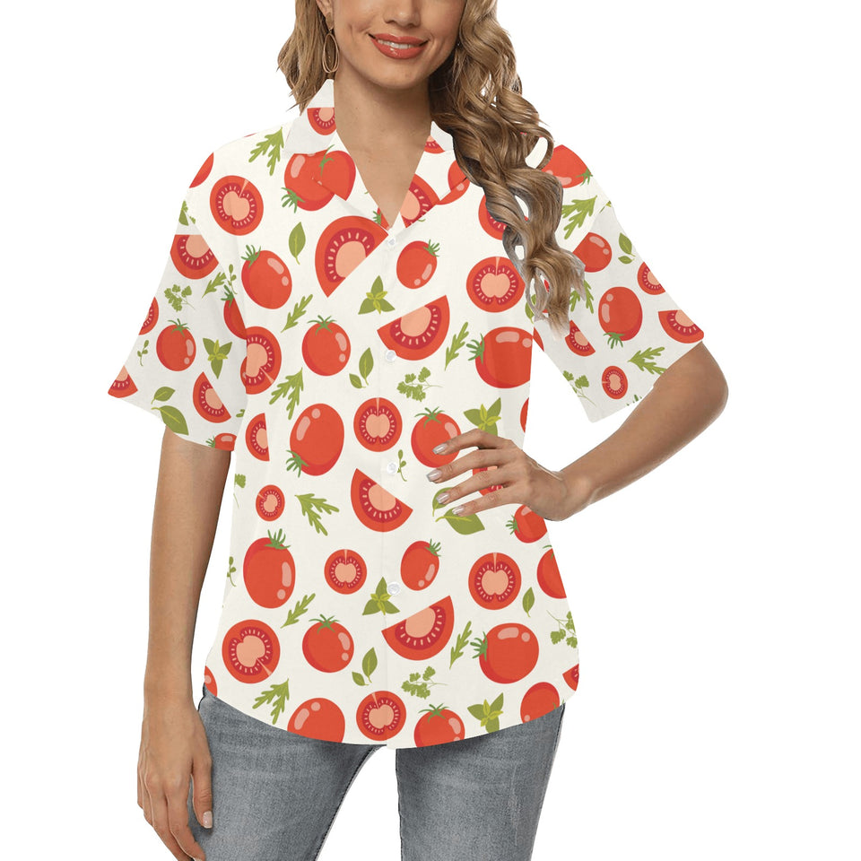 Tomato pattern Women's All Over Print Hawaiian Shirt
