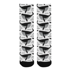 Black whale pattern Crew Socks