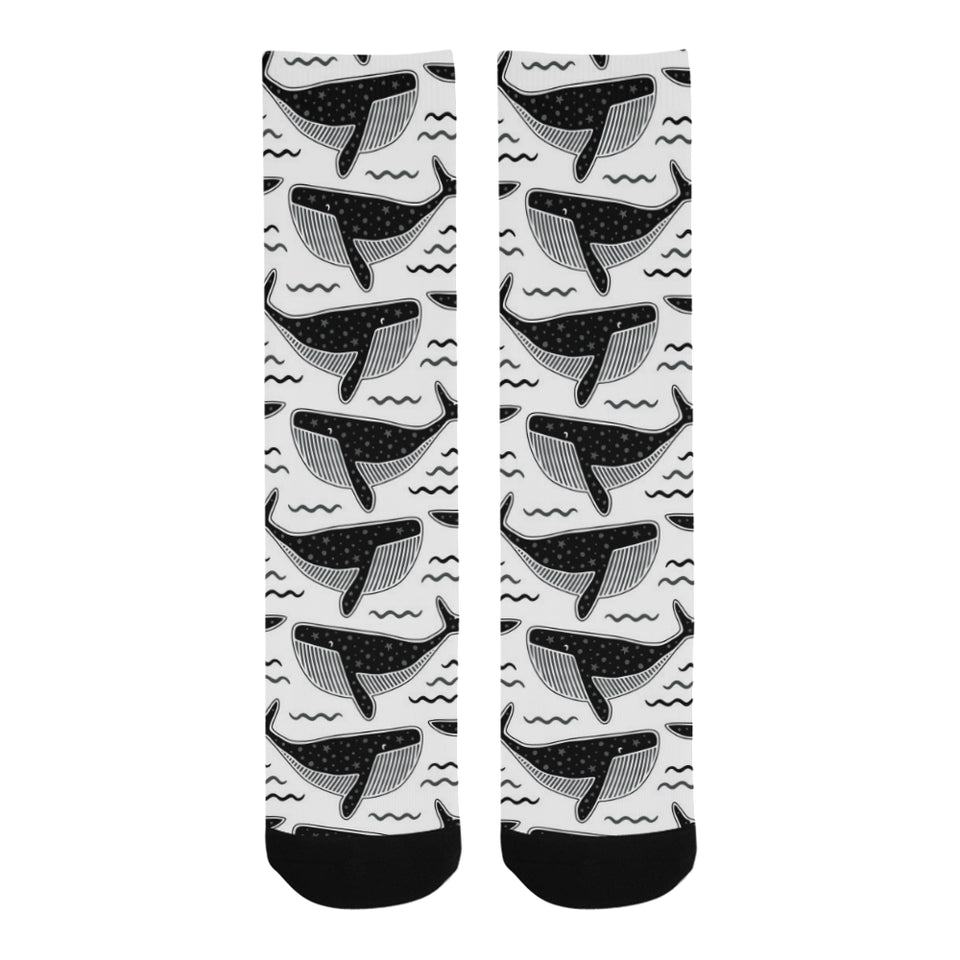 Black whale pattern Crew Socks