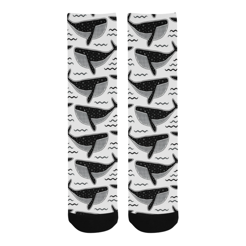 Black whale pattern Crew Socks