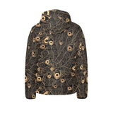 Gold peacock feather pattern Kids' Boys' Girls' Padded Hooded Jacket