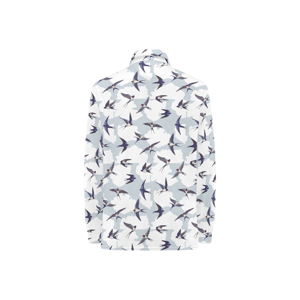 Swallow Pattern Print Design 05 Women's Long Sleeve Polo Shirt
