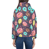 Colorful donut glaze pattern Women's Padded Hooded Jacket