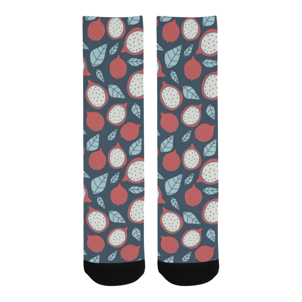 dragon fruits dark blue background Crew Socks