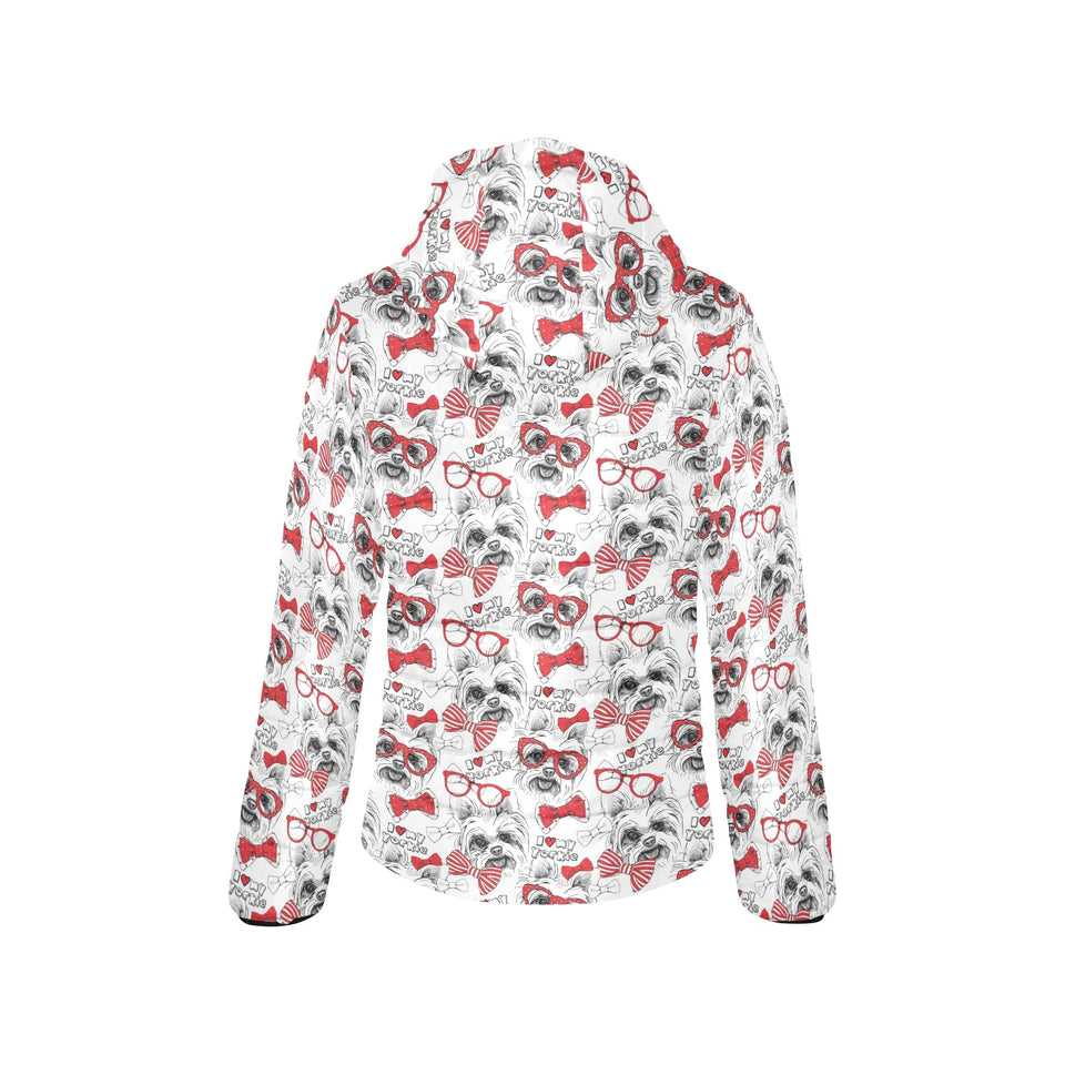 Yorkshire Terrier Pattern Print Design 04 Women's Padded Hooded Jacket
