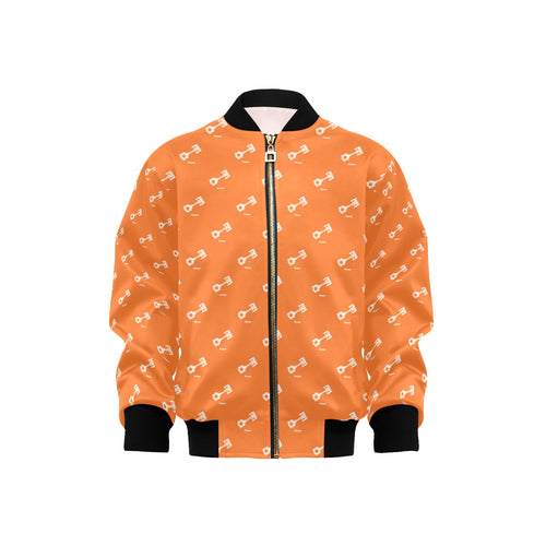 Engine Piston Orange Background Pattern Design 05 Kids' Boys' Girls' Bomber Jacket