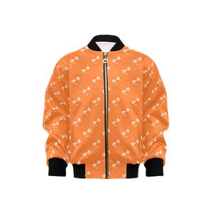 Engine Piston Orange Background Pattern Design 05 Kids' Boys' Girls' Bomber Jacket
