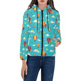 Hot Air Balloon Sky Pattern Women's Padded Hooded Jacket