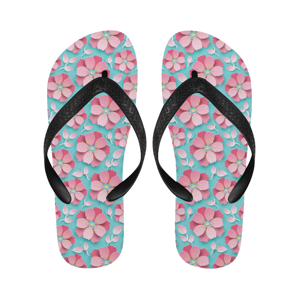 3D sakura cherry blossom pattern Unisex Flip Flops