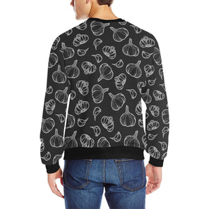 Garlic pattern black background Men's Crew Neck Sweatshirt