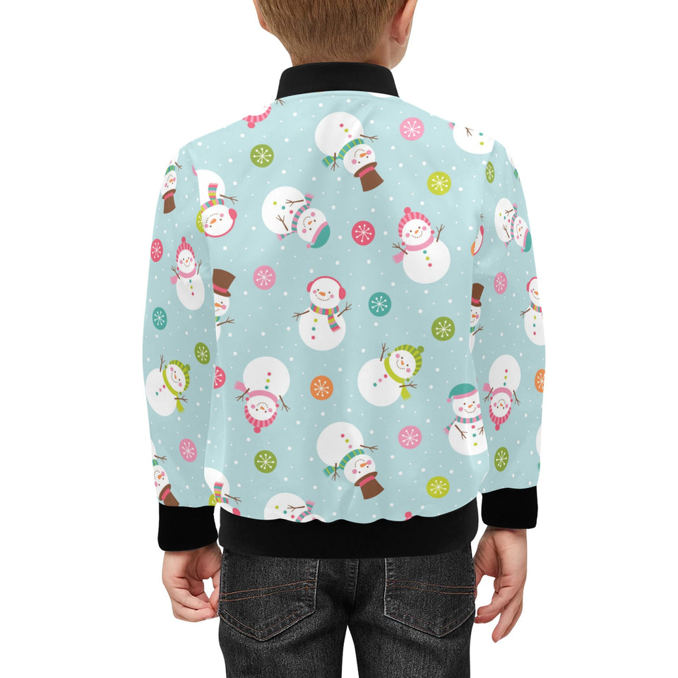 Cute snowman snowflake pattern Kids' Boys' Girls' Bomber Jacket