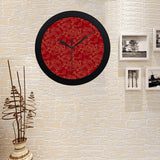 Gold dragons red background Elegant Black Wall Clock