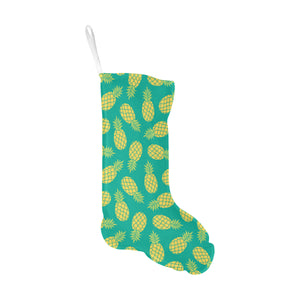 Pineapples pattern green background Christmas Stocking
