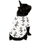 Boston terrier dog hearts vector pattern All Over Print Pet Dog Round Neck Fuzzy Shirt