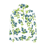 blueberry white background Men's Padded Hooded Jacket