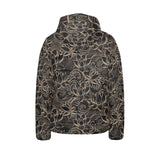 luxurious gold lotus waterlily black background Kids' Boys' Girls' Padded Hooded Jacket