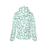 Green ginkgo leaves pattern Women's Padded Hooded Jacket