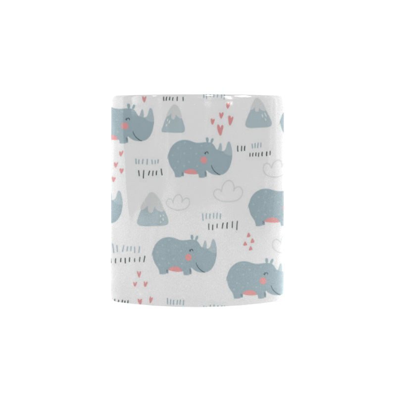 cute rhino heart pattern Morphing Mug Heat Changing Mug